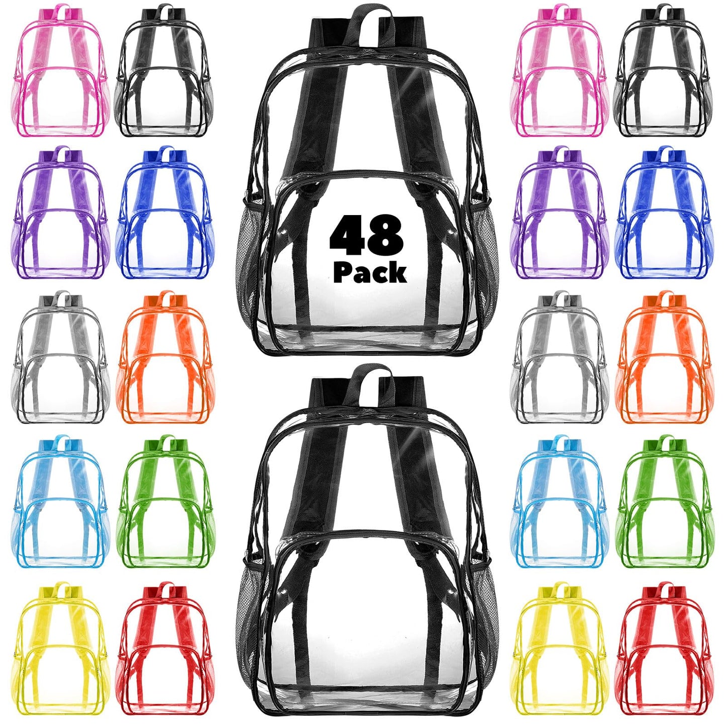 Amylove Clear PVC Backpack, 15", Black, 100-Pack