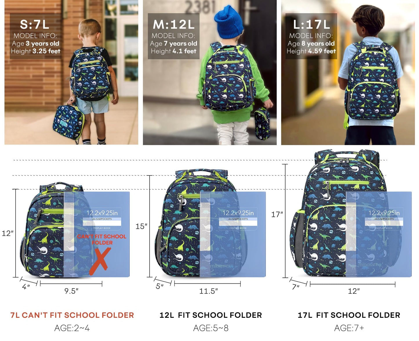 mibasies Girls Backpack 5-8: Lightweight Kids