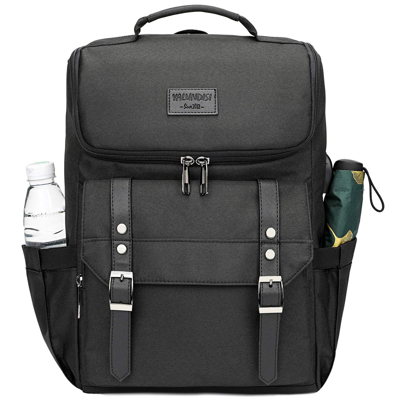 YALUNDISI Vintage Laptop Backpack with USB, Black