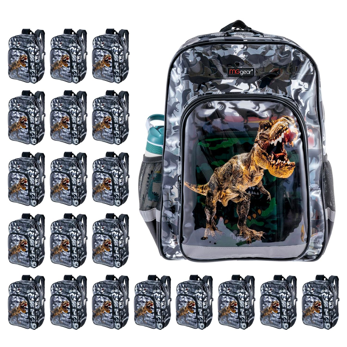 20-Pack 16" Clear Dinosaur Kids Backpacks