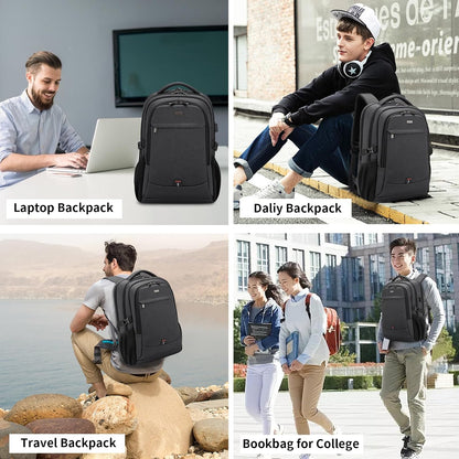 DUSLANG 17" Travel Laptop Backpack with USB, Black