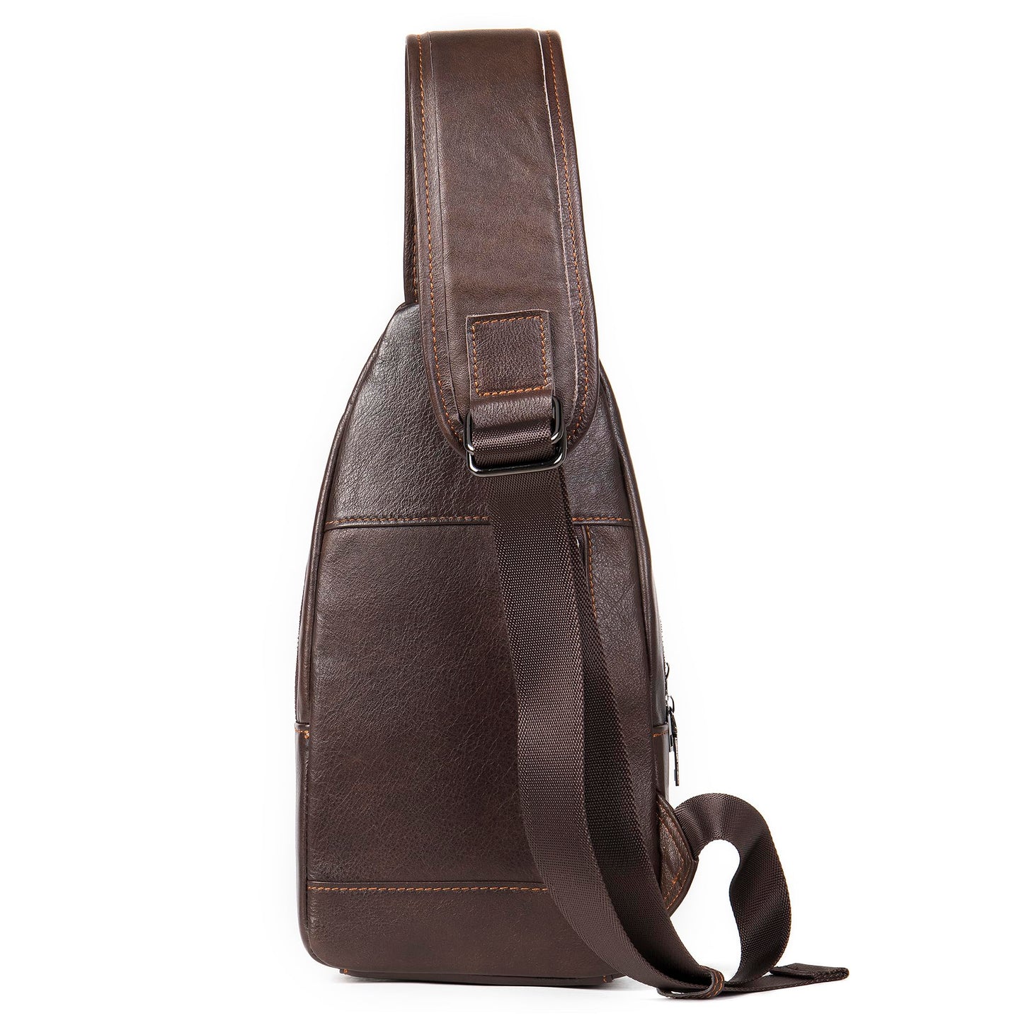 LUKZIJAES Genuine Leather Sling Bag for Men