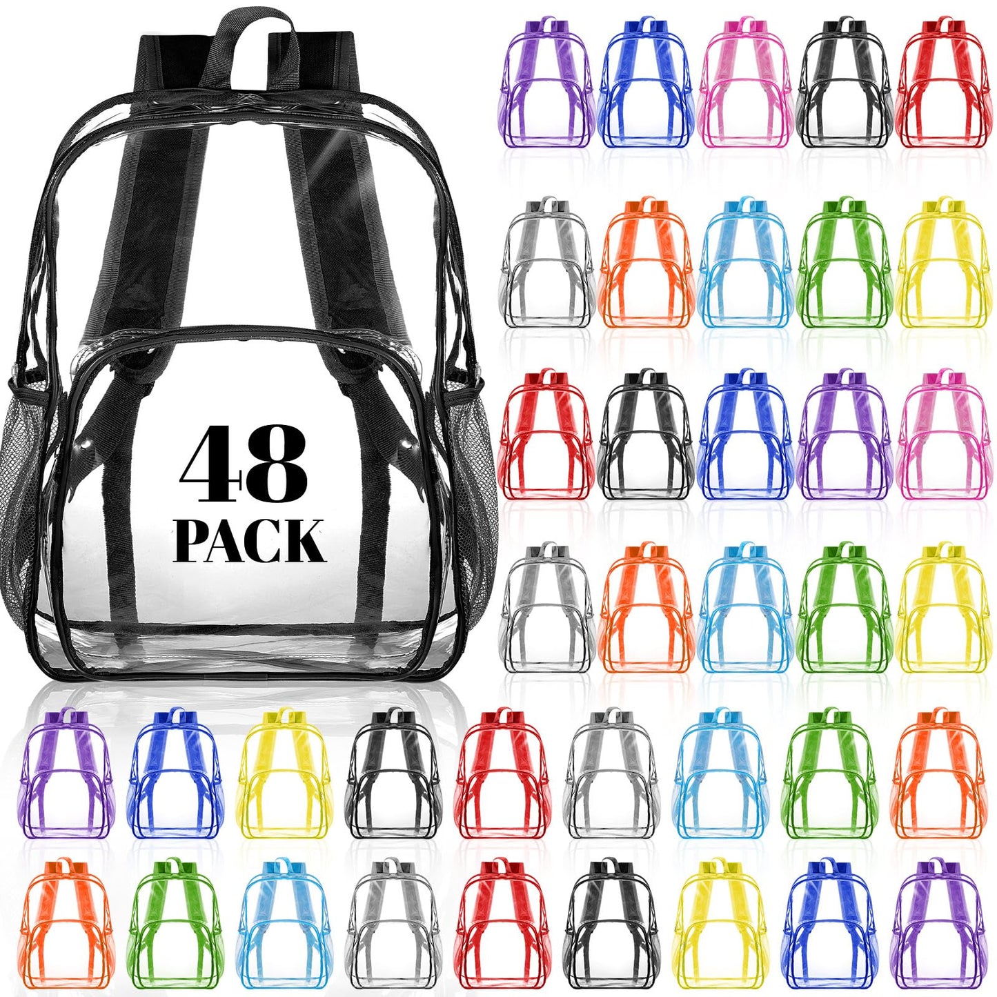 Amylove Clear PVC Backpack, 15", Black, 100-Pack