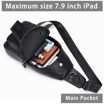 LUKZIJAES Genuine Leather Sling Bag for Men