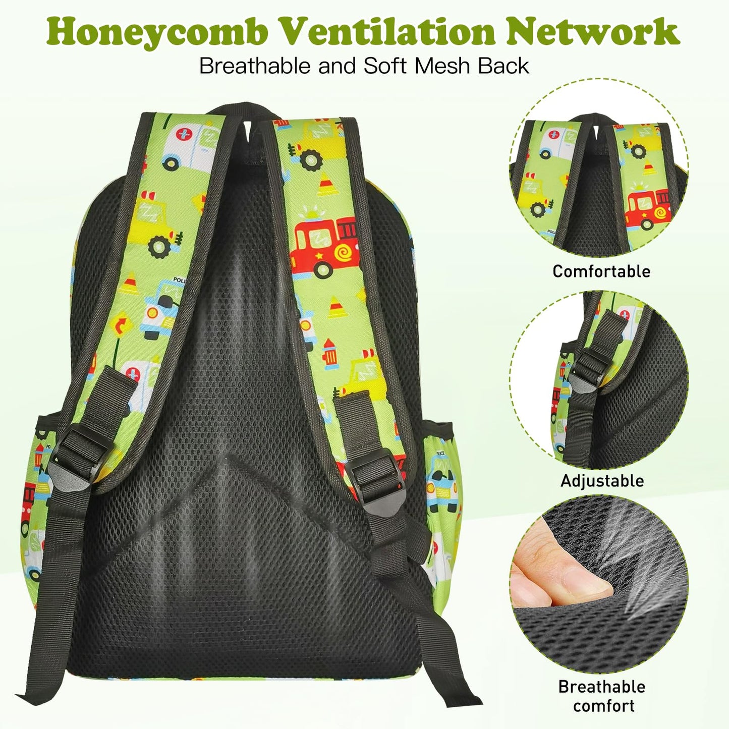 15" Kids Backpack for Preschool – Cute Car Design,