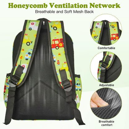 15" Kids Backpack for Preschool – Cute Car Design,