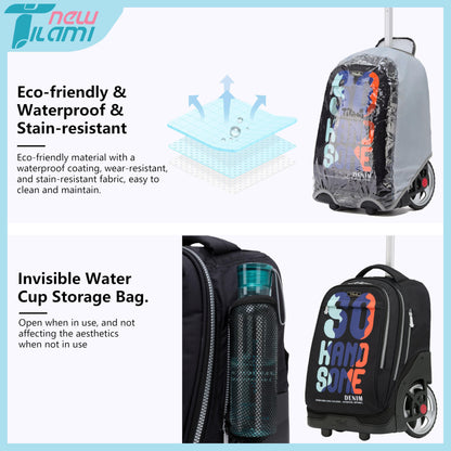 NEW TILAMI 19" Rolling Backpack for kids, Adjustable Laptop Backpack