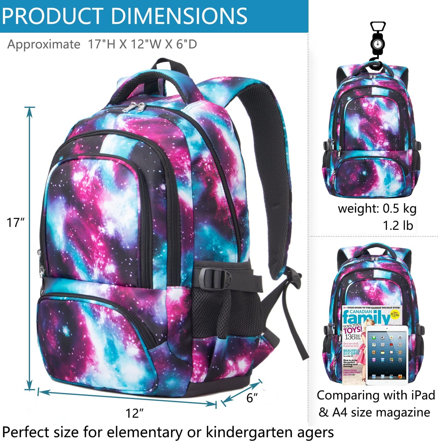 BLUEFAIRY 17" Kids Backpack for Boys