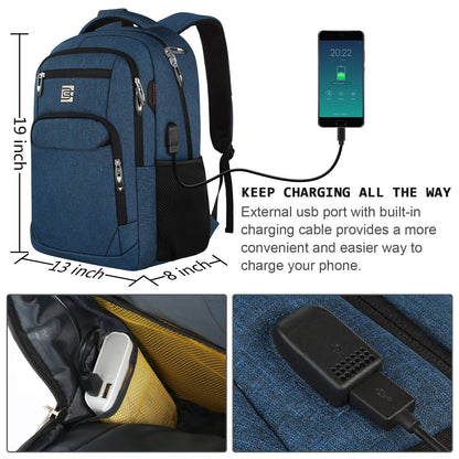 Anti-Theft Laptop Backpack with USB – 15.6" Black