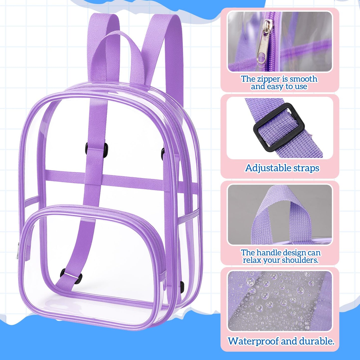 Aliceset 9" Clear Backpacks – 100 Pack
