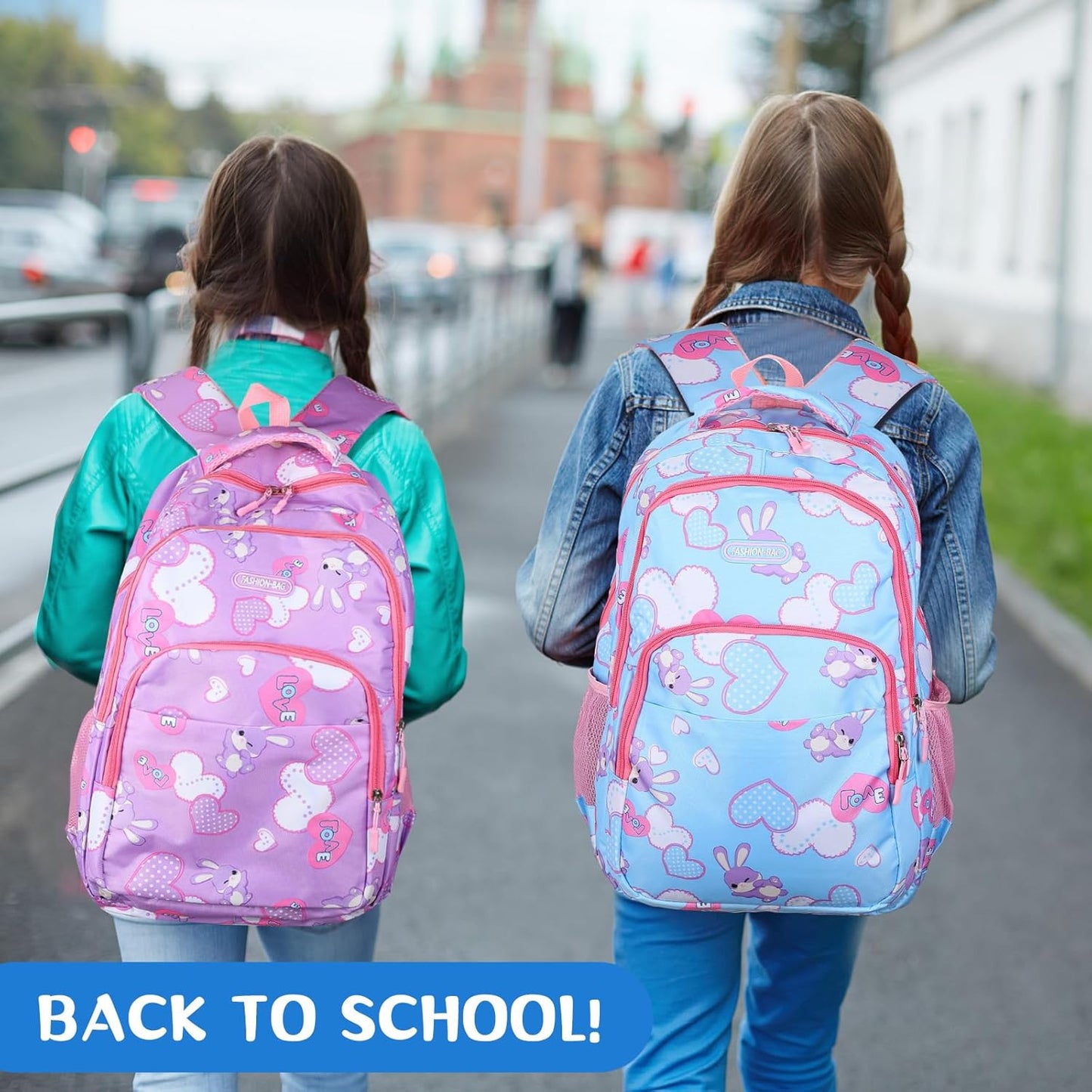 PerKoop 8 Pieces Backpacks Boys and Girls 17 Inch School Bag