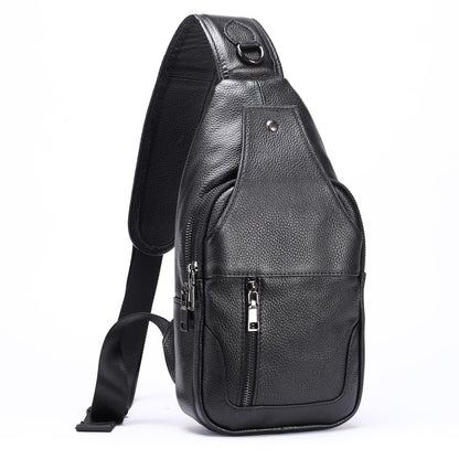 LUKZIJAES Genuine Leather Sling Bag for Men