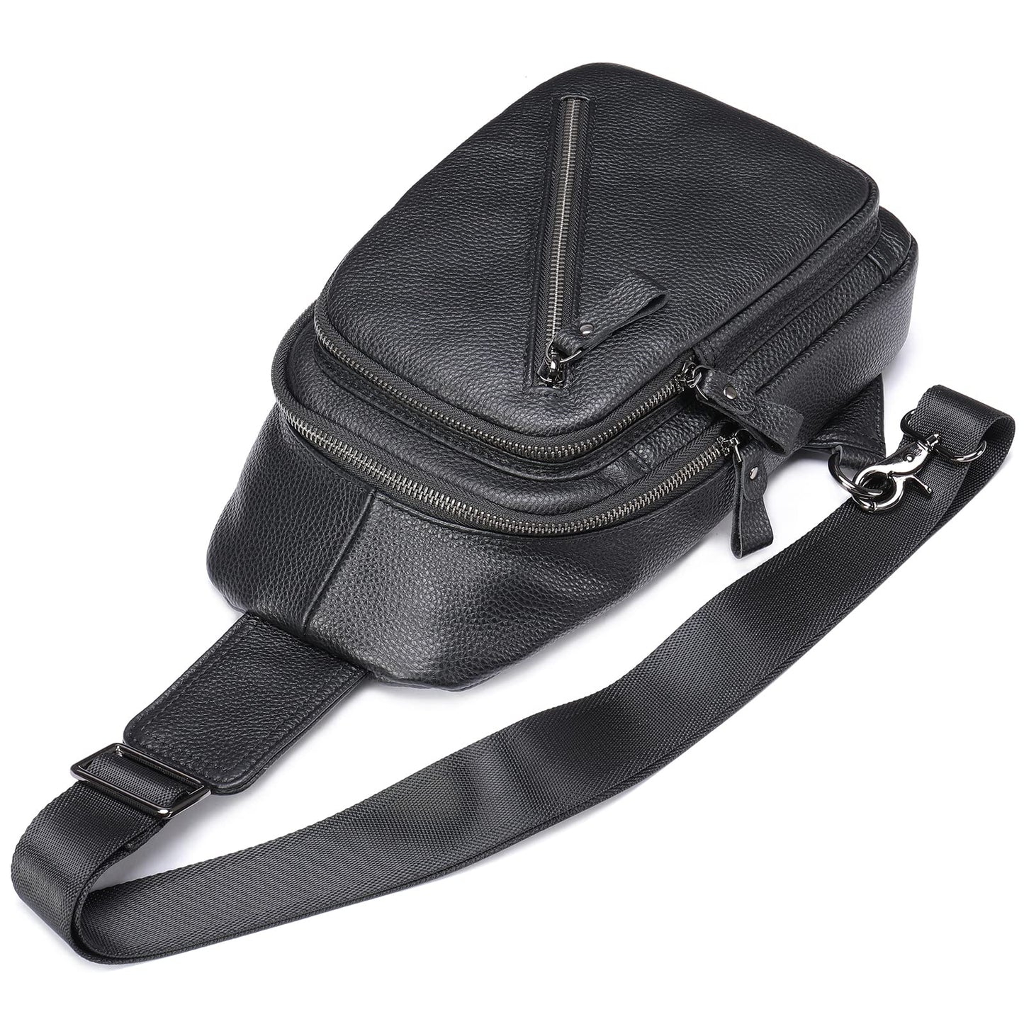 LUKZIJAES Genuine Leather Sling Bag for Men