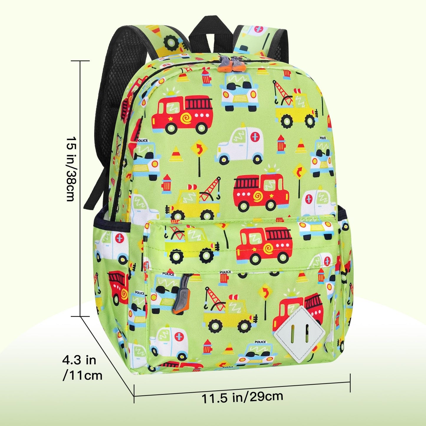 15" Kids Backpack for Preschool – Cute Car Design,