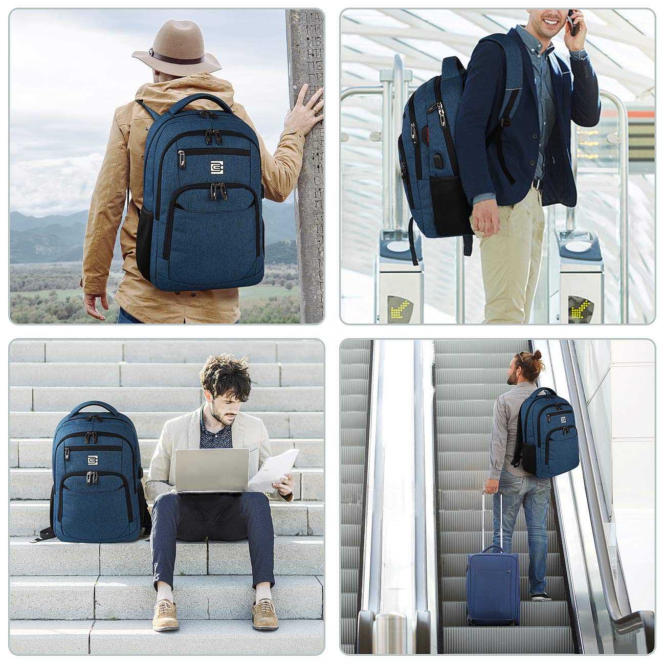 Anti-Theft Laptop Backpack with USB – 15.6" Black