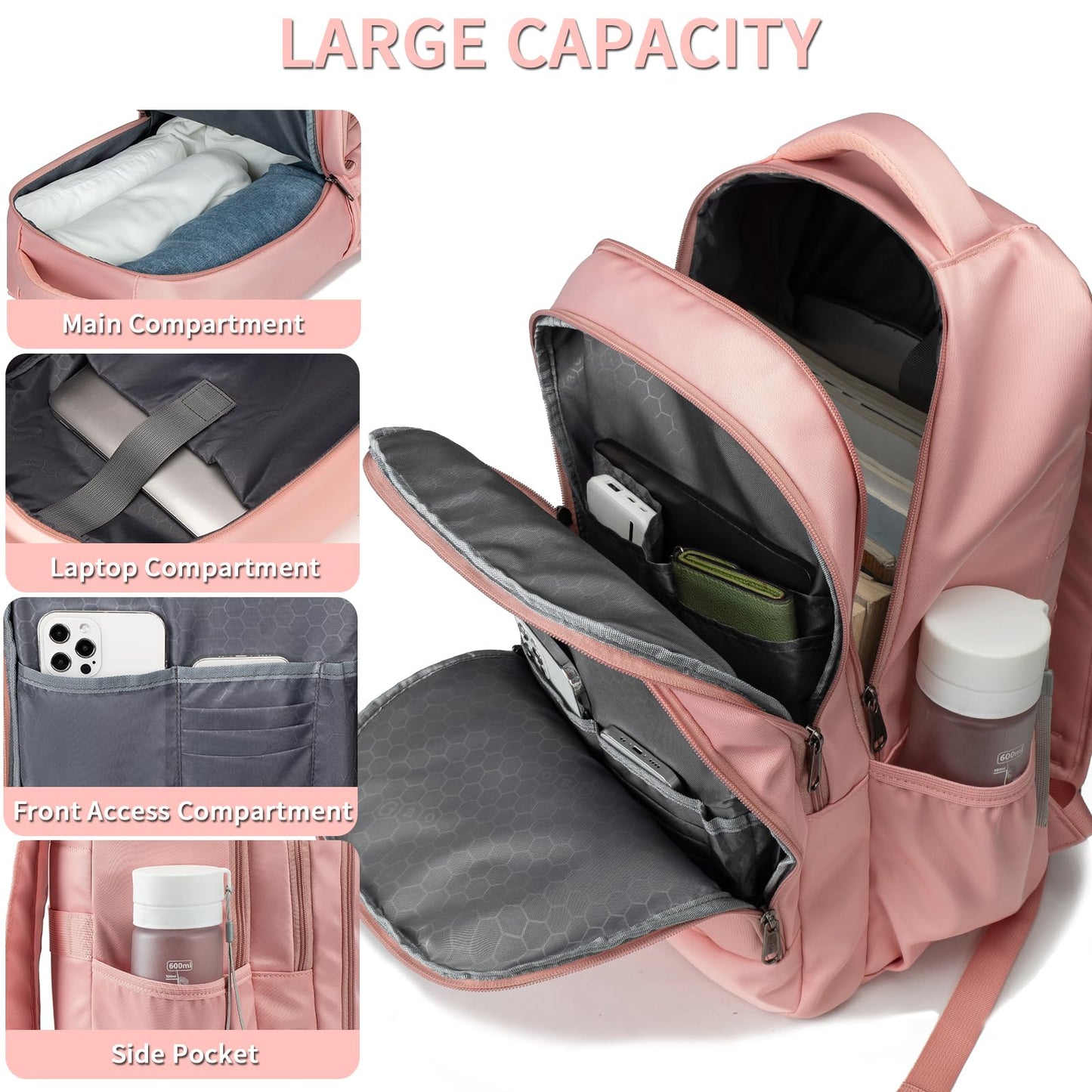 Travel Laptop Backpack, Black Backpack for Men and Women