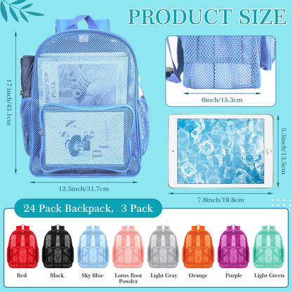 48-Pack 17" Clear Mesh Backpacks – Heavy Duty