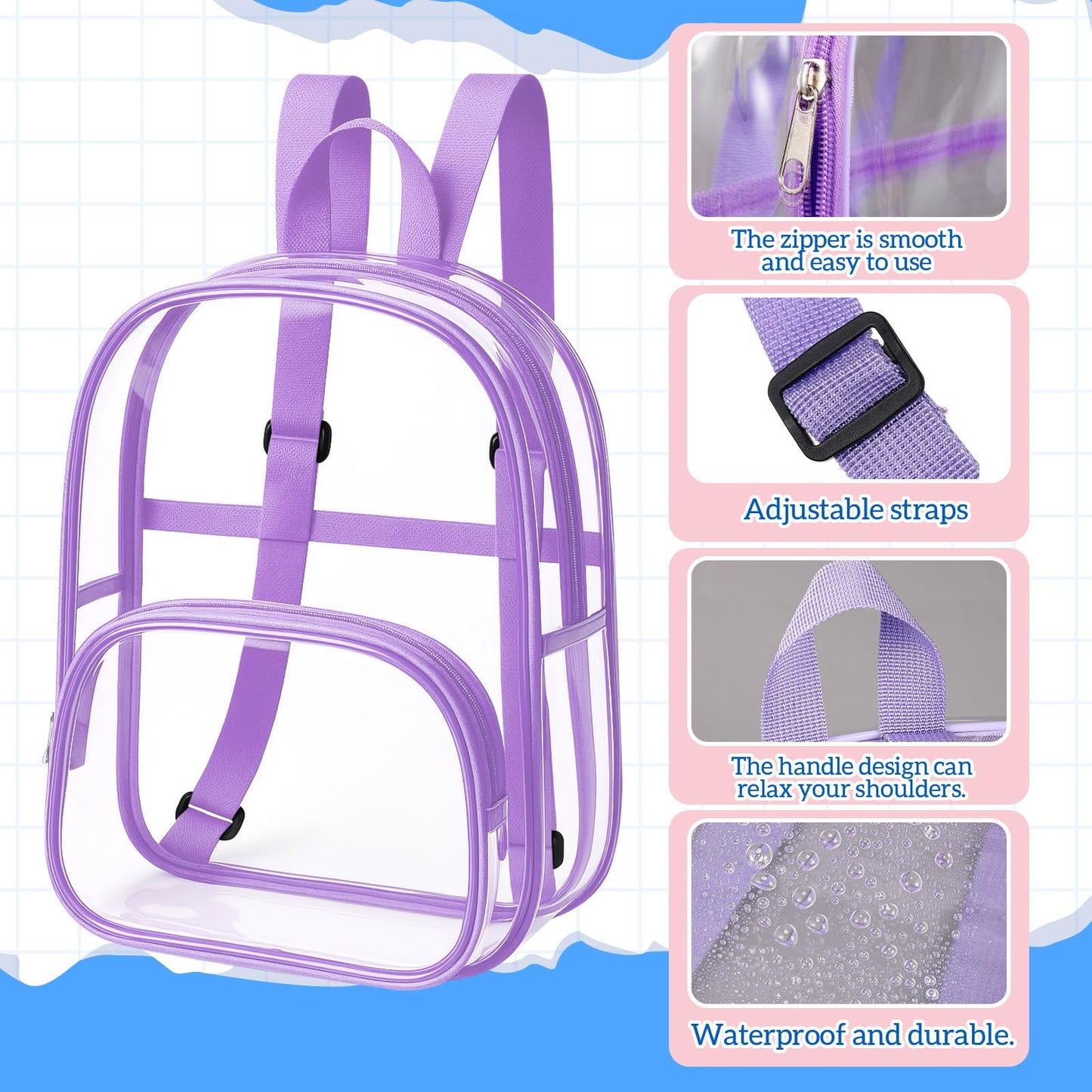 Aliceset 9" Clear Backpacks – 100 Pack