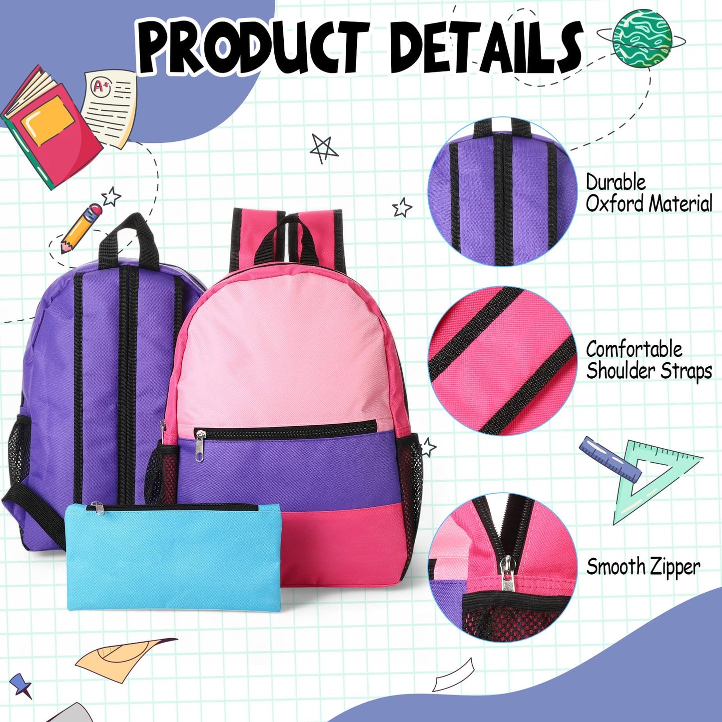 Cholemy 24 Pack 14" Kids Backpack Bulk for School