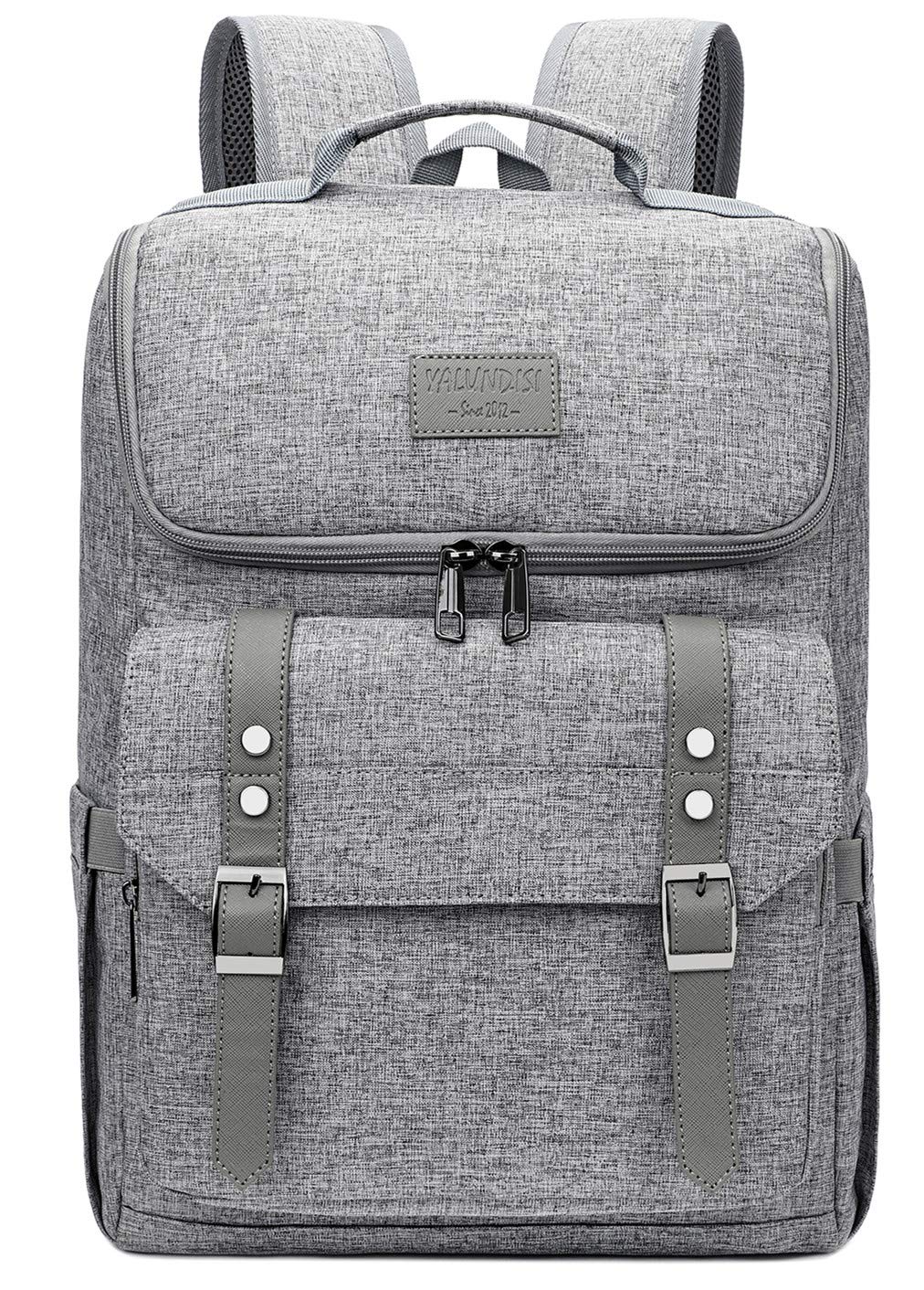 YALUNDISI Vintage Laptop Backpack with USB, Black