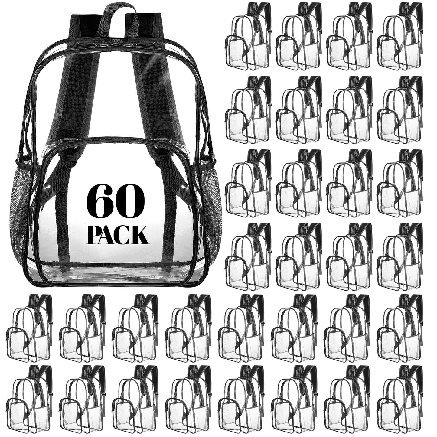 Amylove Clear PVC Backpack, 15", Black, 100-Pack