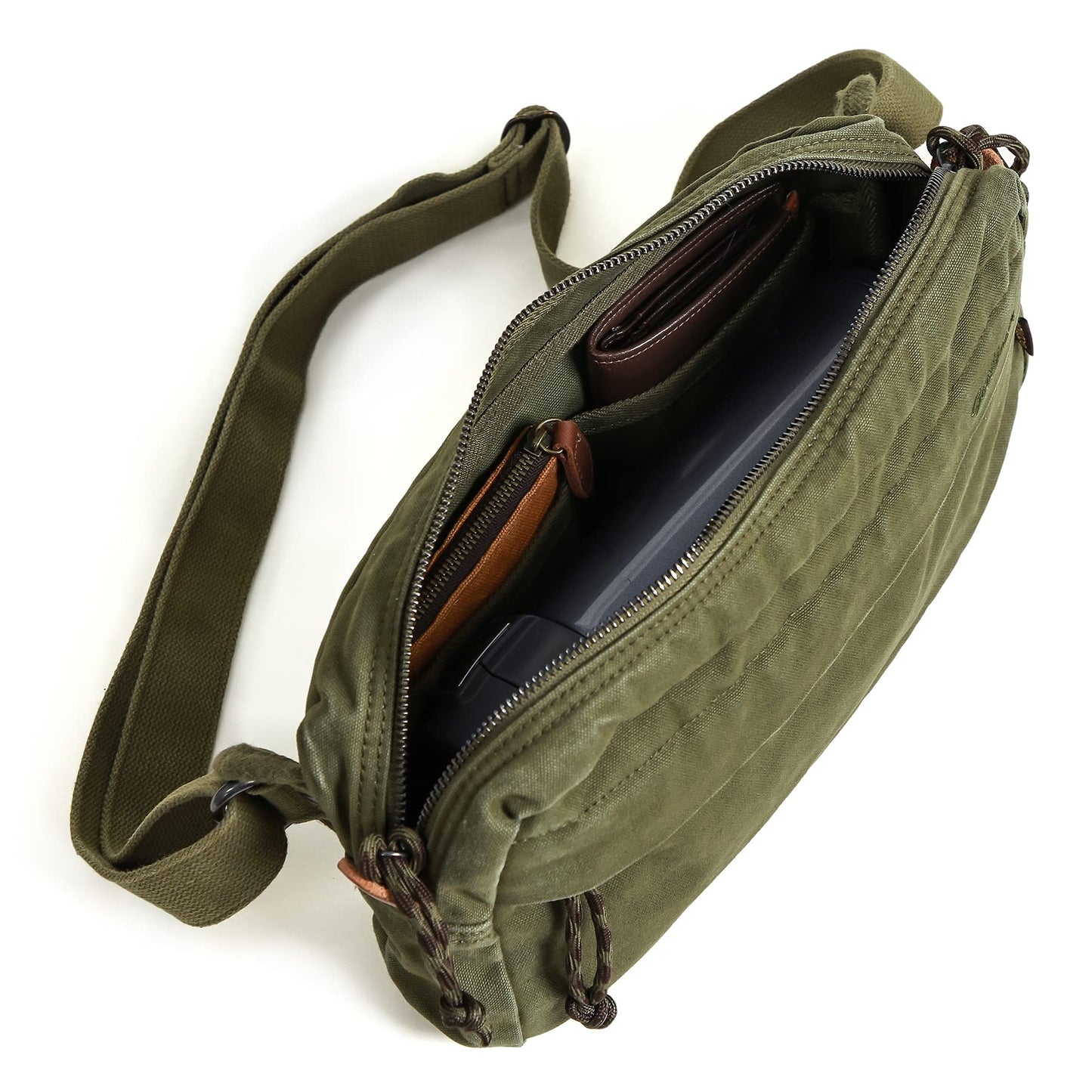 GOOTIUM Men’s Canvas Crossbody Sling Bag, Khaki