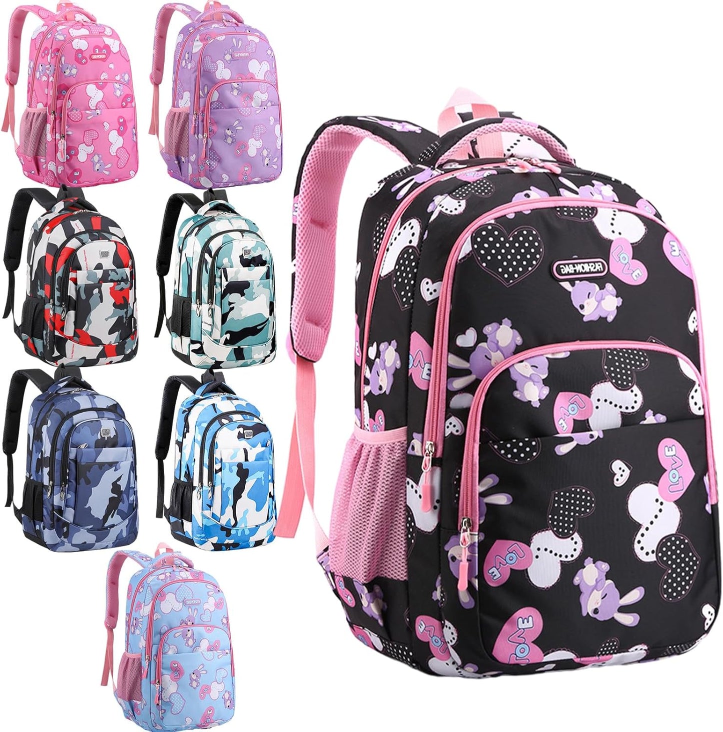 PerKoop 8 Pieces Backpacks Boys and Girls 17 Inch School Bag