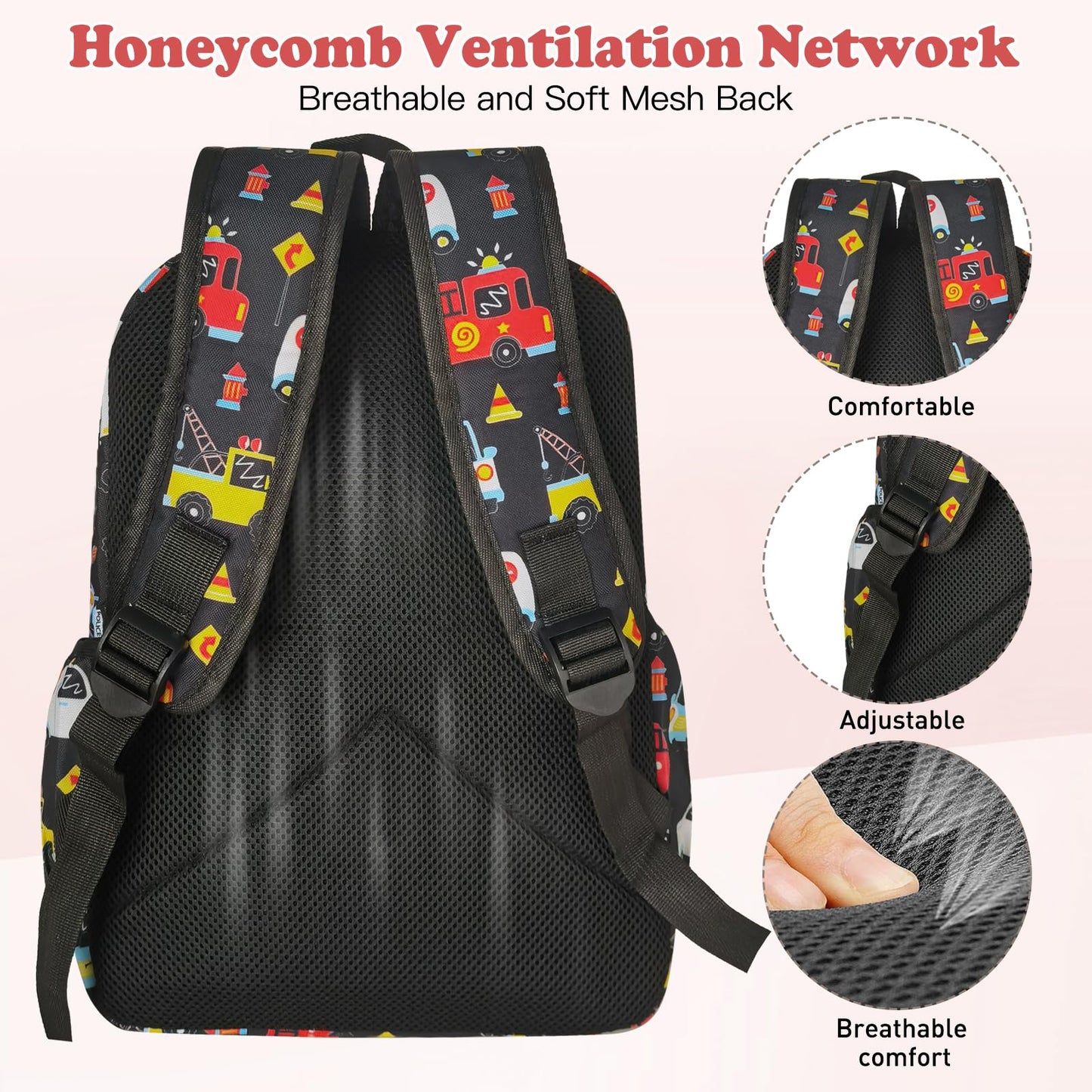 15" Kids Backpack for Preschool – Cute Car Design,