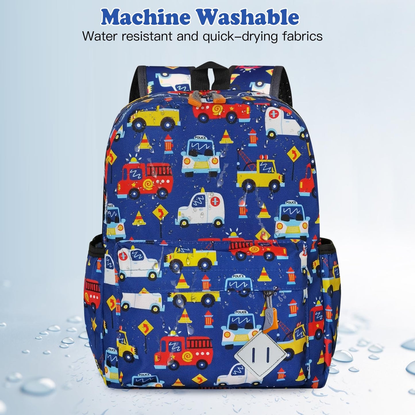 15" Kids Backpack for Preschool – Cute Car Design,