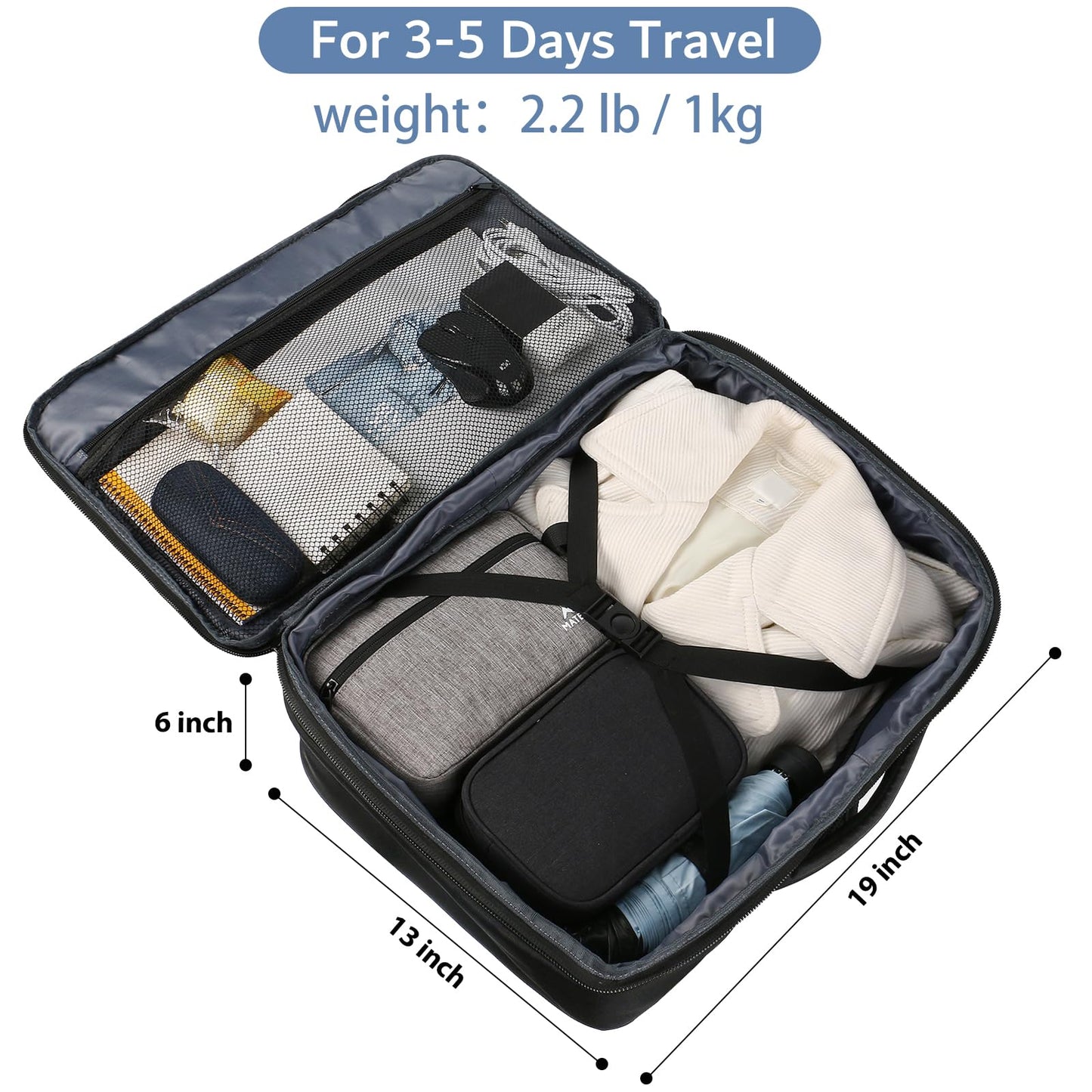 MATEIN 40L Carry-On Travel Backpack, Black