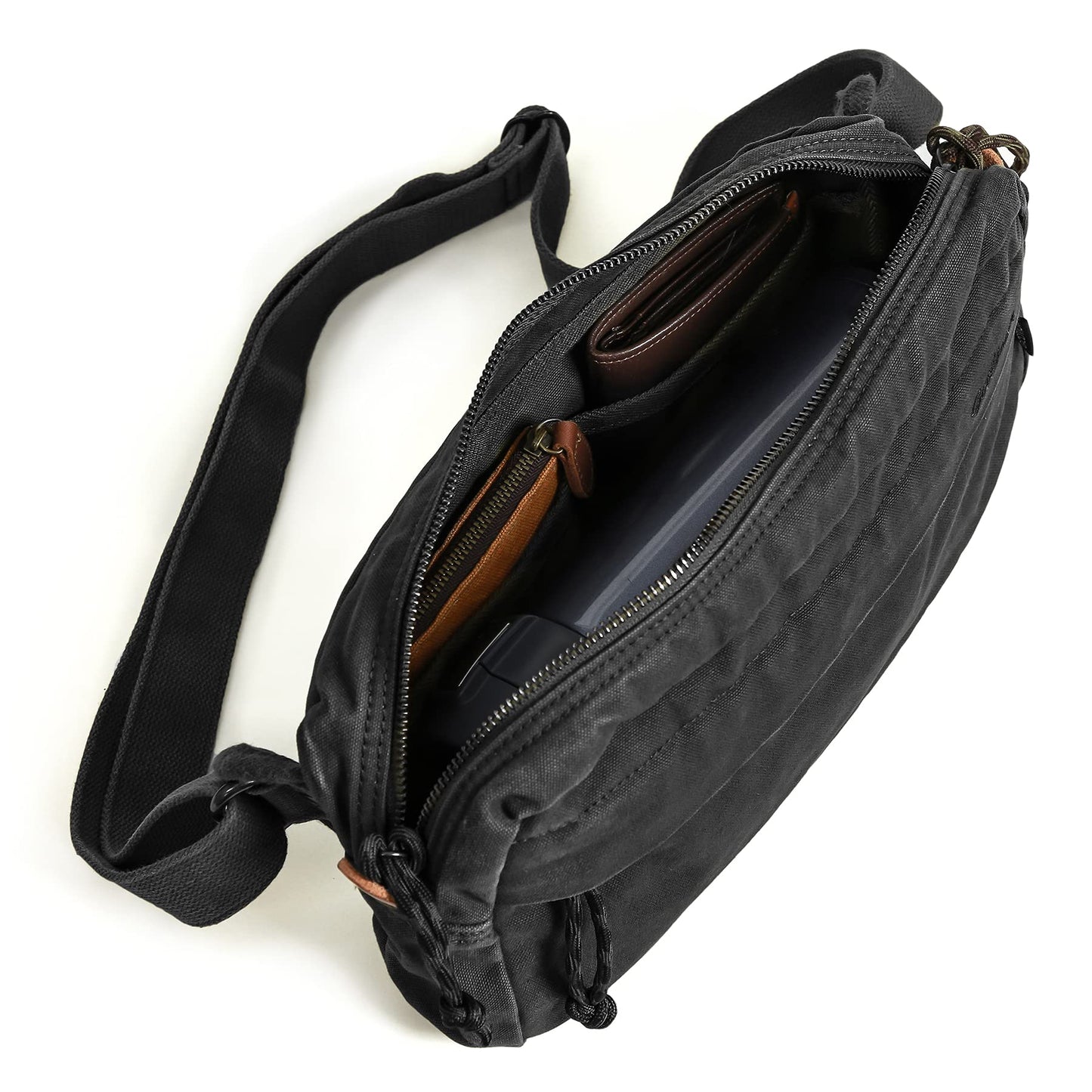 GOOTIUM Men’s Canvas Crossbody Sling Bag, Khaki