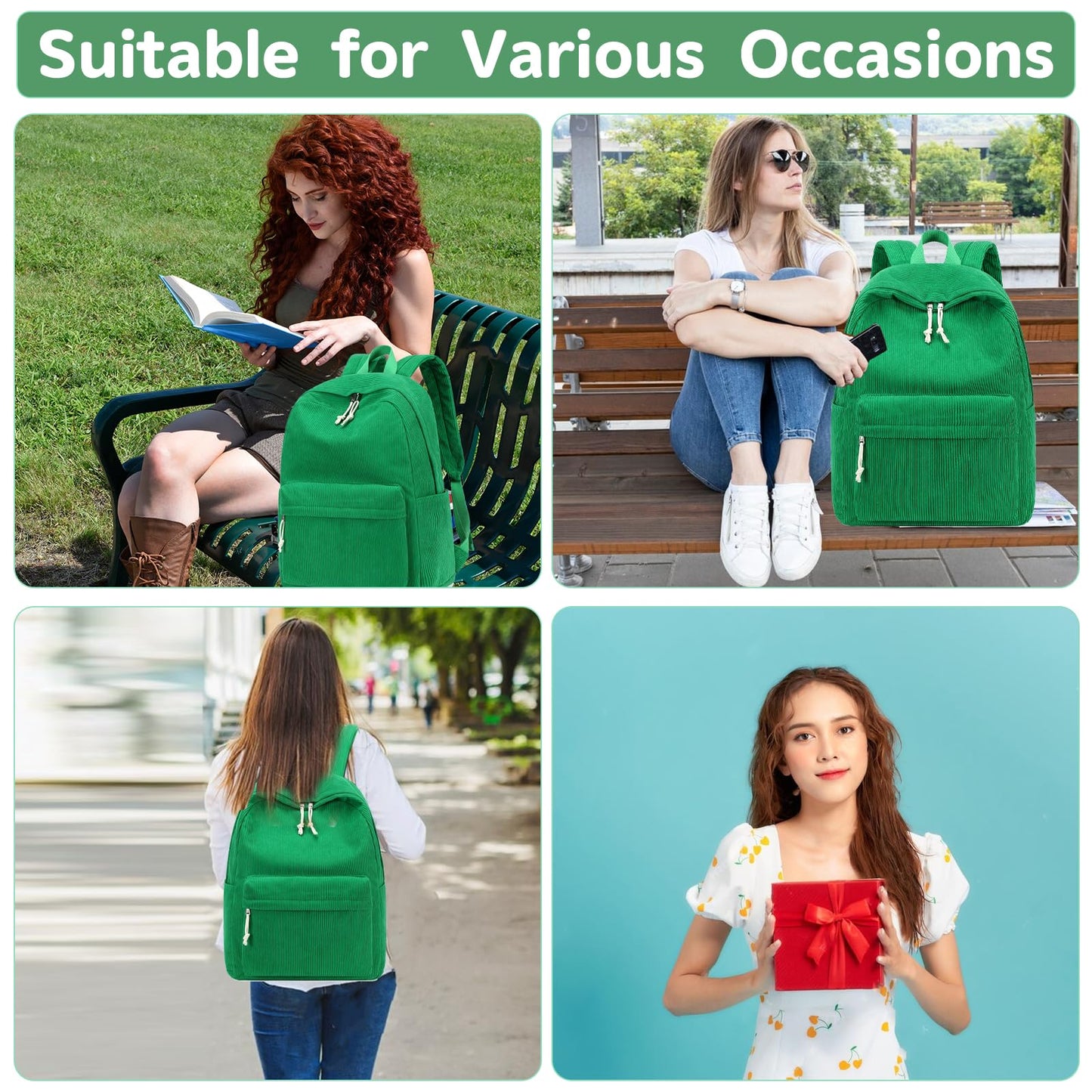 School Backpack for Teen Girls & Women, Corduroy