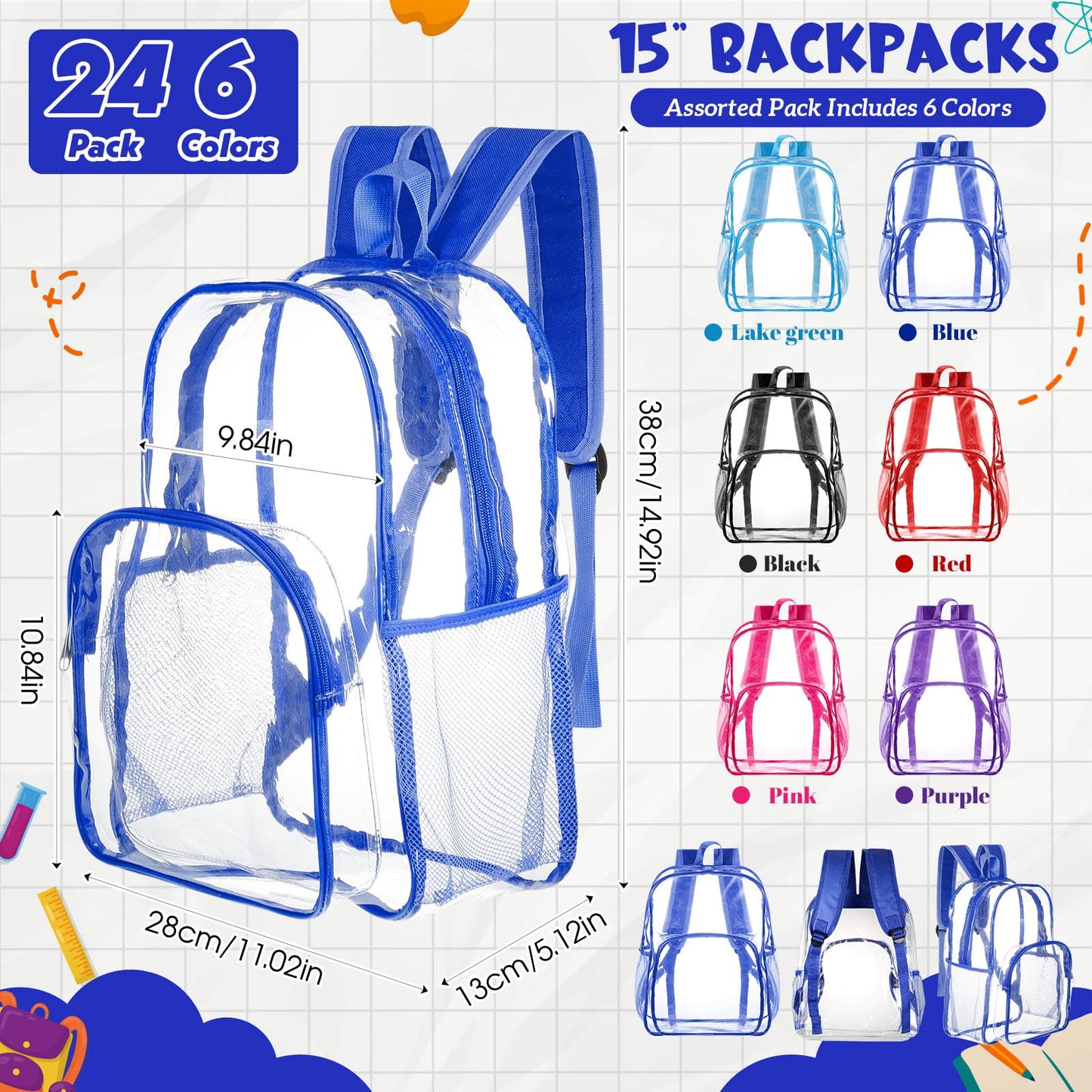Amylove Clear PVC Backpack, 15", Black, 100-Pack