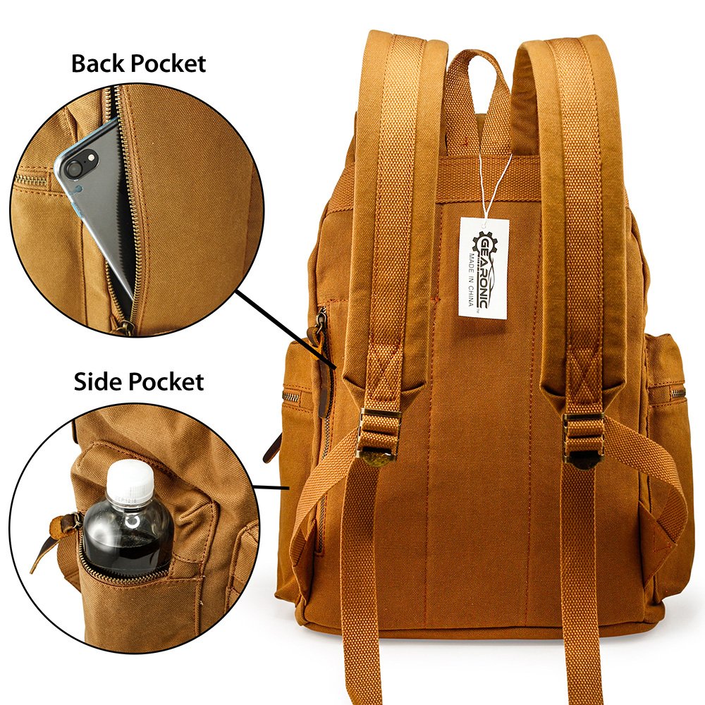 GEARONIC Vintage Canvas Laptop Backpack, 15"