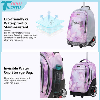 NEW TILAMI 19" Rolling Backpack for kids, Adjustable Laptop Backpack