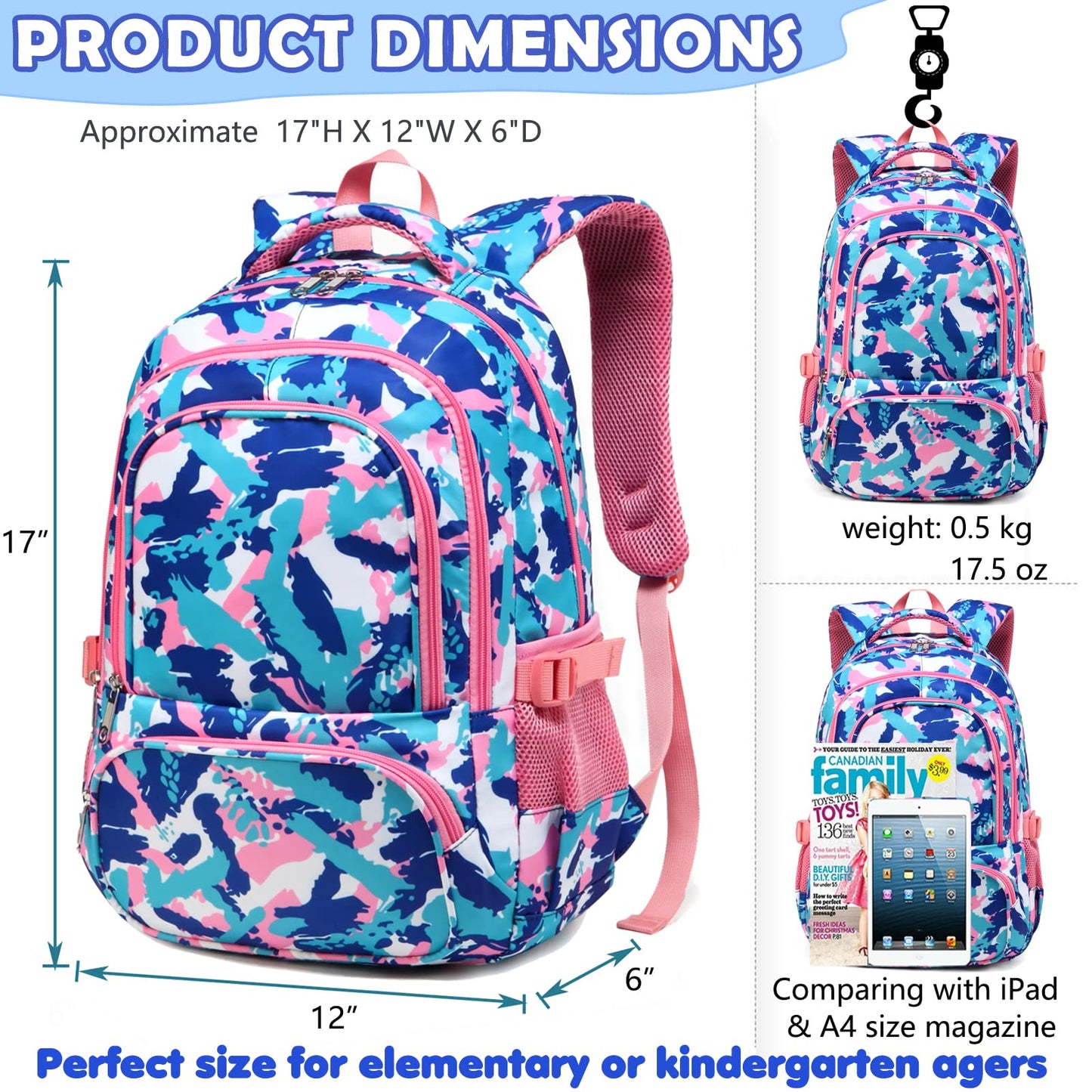 BLUEFAIRY 17" Kids Backpack for Boys