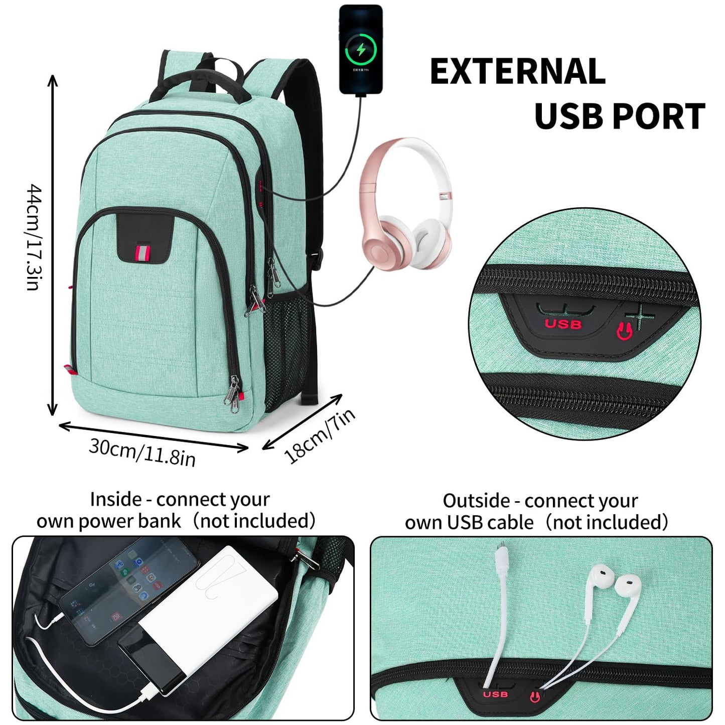 Travel Laptop Backpack, Black Backpack for Men and Women