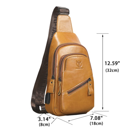 LUKZIJAES Genuine Leather Sling Bag for Men