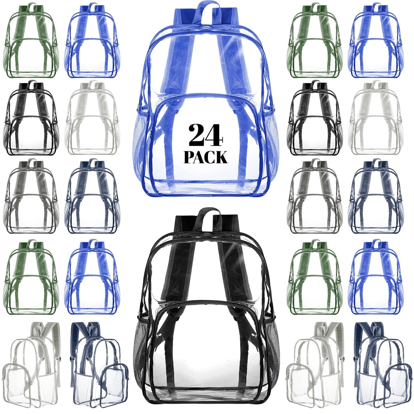 Amylove Clear PVC Backpack, 15", Black, 100-Pack