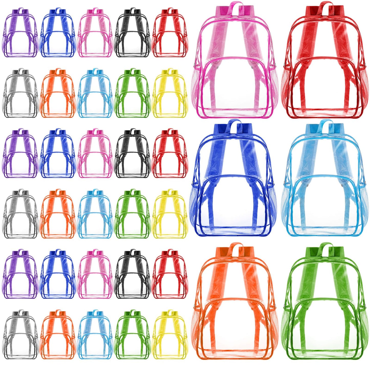 Amylove Clear PVC Backpack, 15", Black, 100-Pack