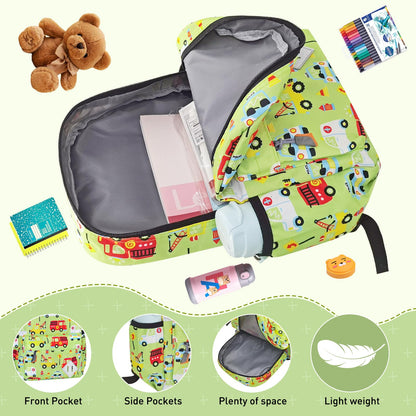 15" Kids Backpack for Preschool – Cute Car Design,