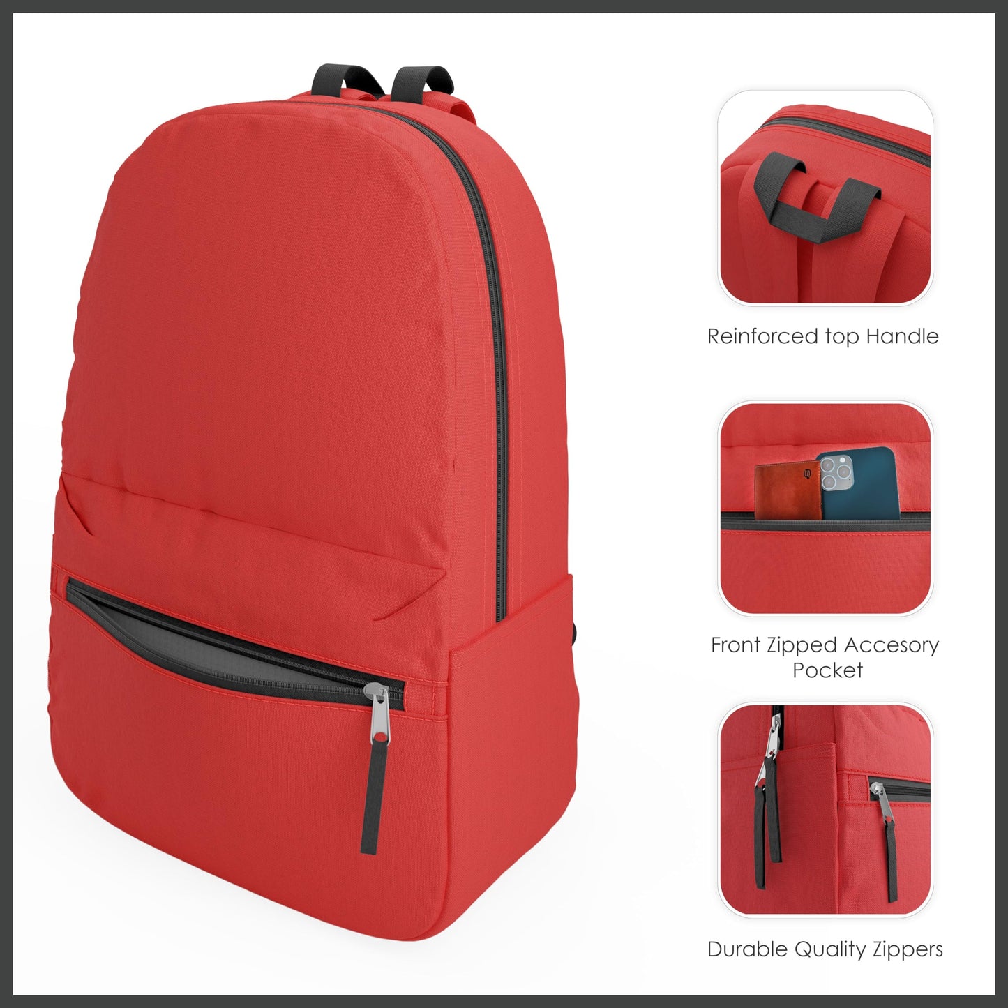 10-Pack Bulk Lightweight Backpacks, 17-Inch