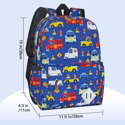15" Kids Backpack for Preschool – Cute Car Design,