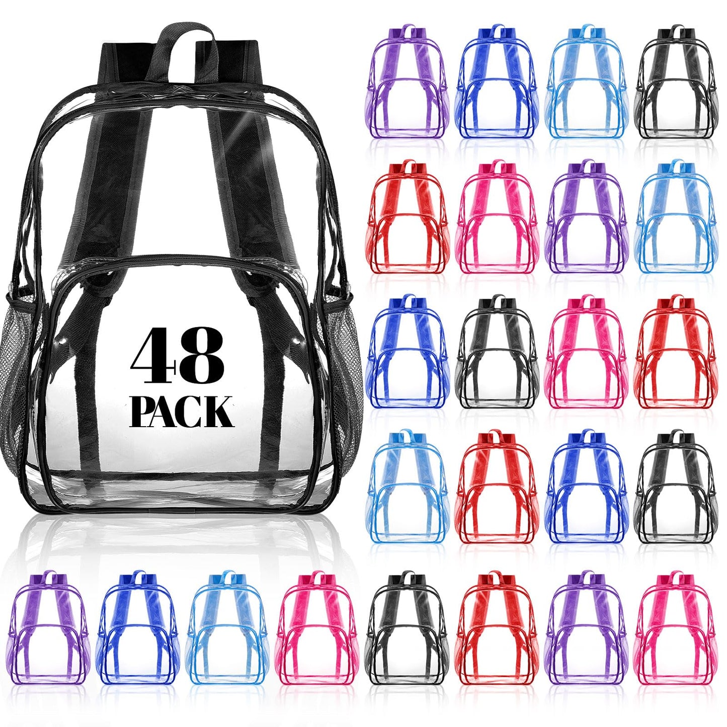 Amylove Clear PVC Backpack, 15", Black, 100-Pack