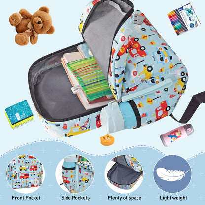 15" Kids Backpack for Preschool – Cute Car Design,