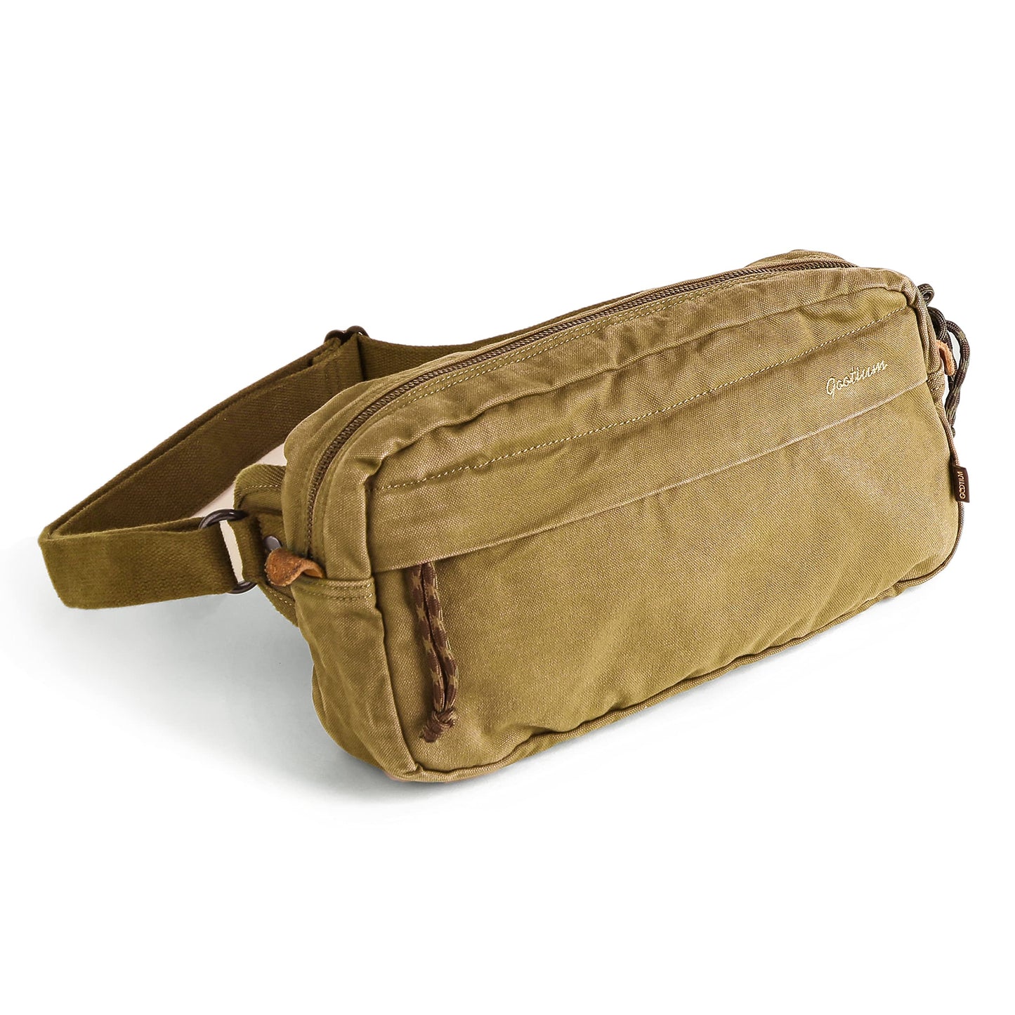 GOOTIUM Men’s Canvas Crossbody Sling Bag, Khaki