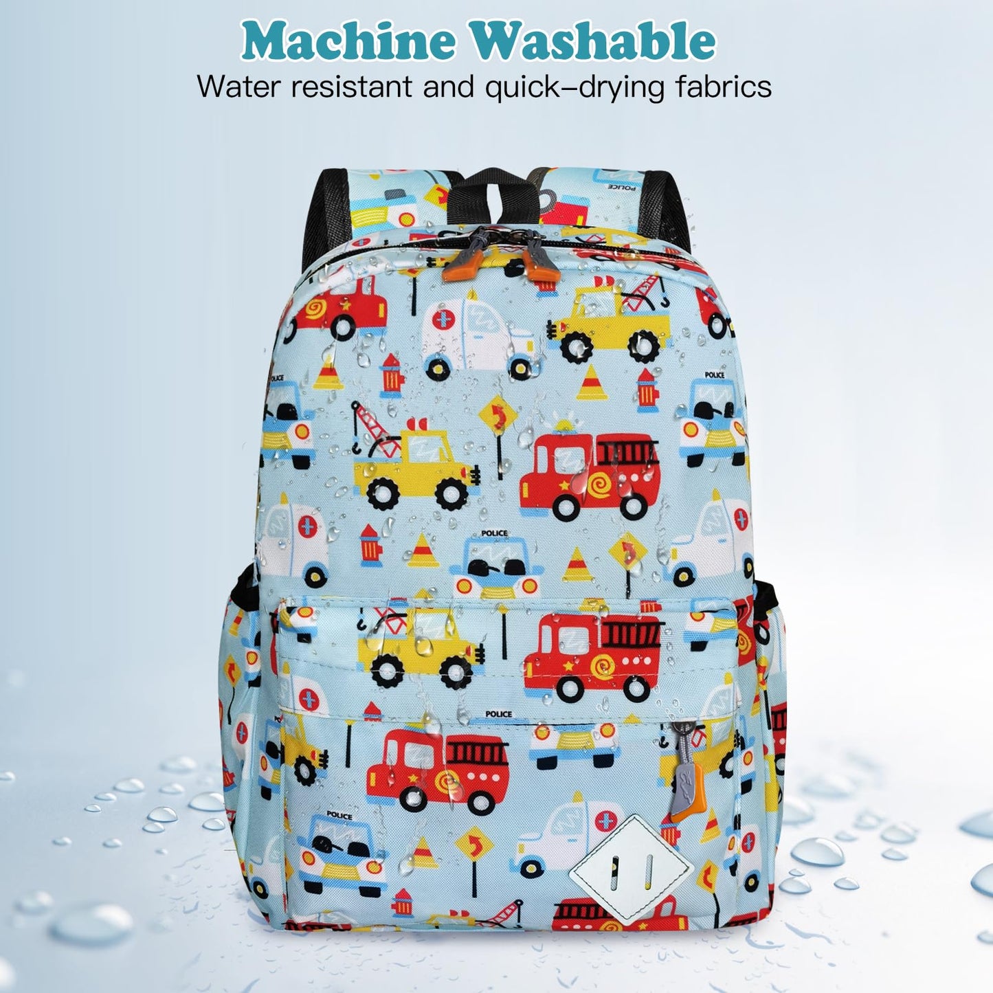 15" Kids Backpack for Preschool – Cute Car Design,