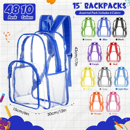 Amylove Clear PVC Backpack, 15", Black, 100-Pack