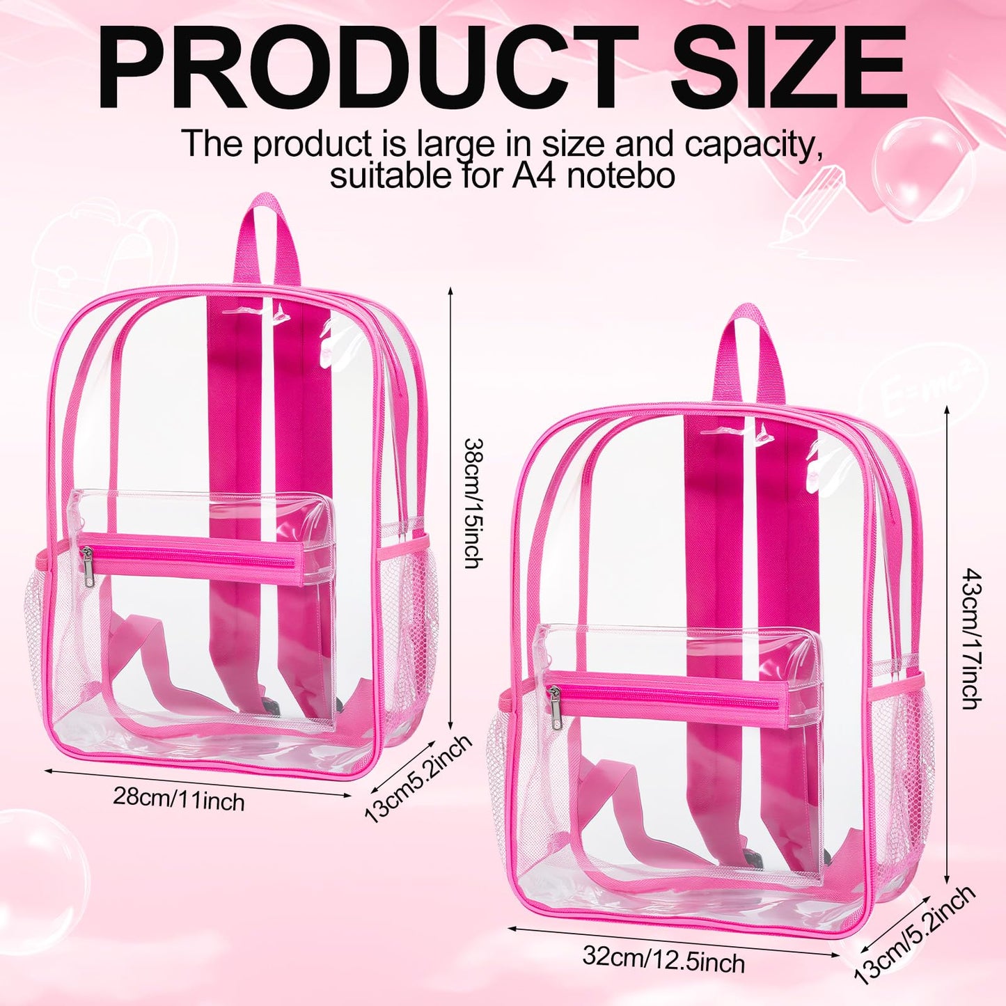 Silkfly Clear Backpacks 72-Pack, PVC Transparent