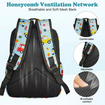 15" Kids Backpack for Preschool – Cute Car Design,